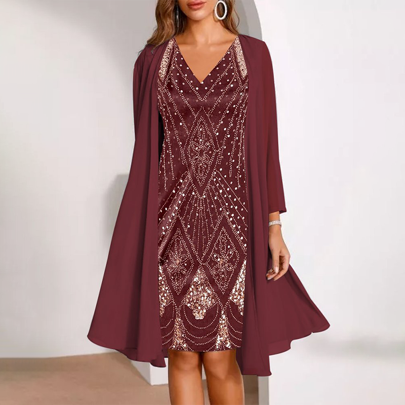 Kalie™ Elegant two-piece Dress – Burgundy | The Bellemont Sisters Australia