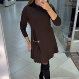 Noella™ Elegant Pleated Dress – Brown | The Bellemont Sisters Australia
