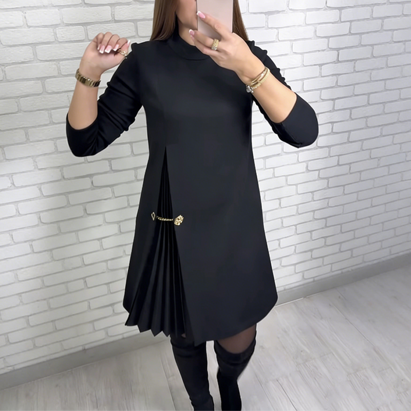 Noella™ Elegant Pleated Dress – Black | The Bellemont Sisters Australia