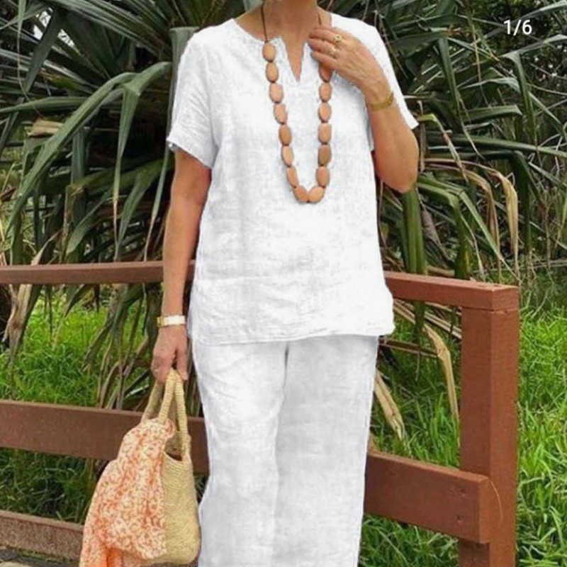 Women's Casual Top & Pants 2-Piece Set – White | The Bellemont Sisters Australia