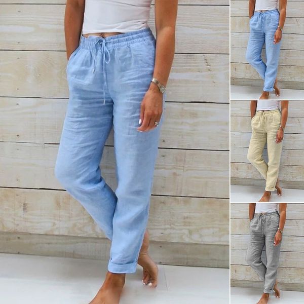 Women's  Elastic Waist Cotton Linen Wide Leg Pants | The Bellemont Sisters Australia
