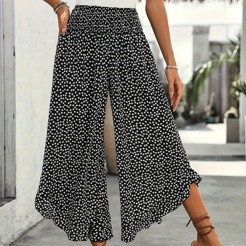 Ana - Women’s Flowy High Waist Wide-Leg Pants – 🌟Black | The Bellemont Sisters Australia
