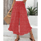 Ana - Women’s Flowy High Waist Wide-Leg Pants – Red | The Bellemont Sisters Australia