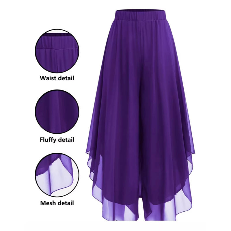 Riza - Women's asymmetrical chiffon pants with wide legs | The Bellemont Sisters Australia
