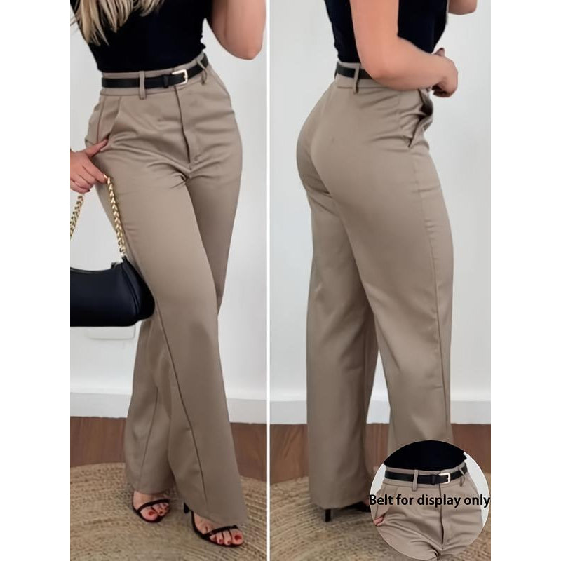 Jana - Women's High-Waist Wide-Leg Pants – Khaki | The Bellemont Sisters Australia