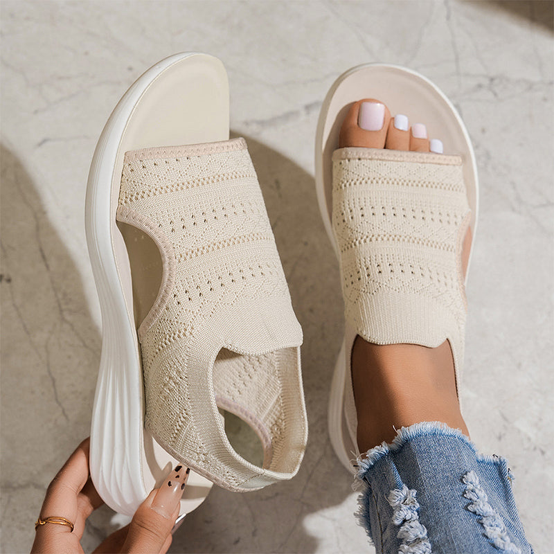 Zina - Breathable Knit Platform Sandals – Beige | The Bellemont Sisters Australia