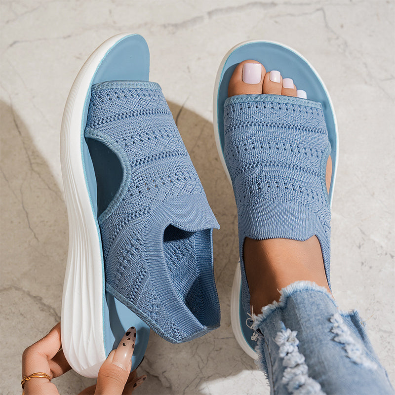 Zina - Breathable Knit Platform Sandals – Blue | The Bellemont Sisters Australia