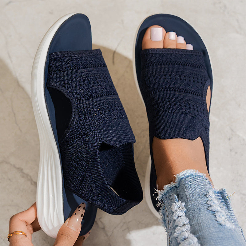 Zina - Breathable Knit Platform Sandals – Dark Blue | The Bellemont Sisters Australia