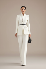 Georgina | Blazer and Palazzo Pants Set – White | The Bellemont Sisters Australia