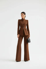 Georgina | Blazer and Palazzo Pants Set – Brown | The Bellemont Sisters Australia