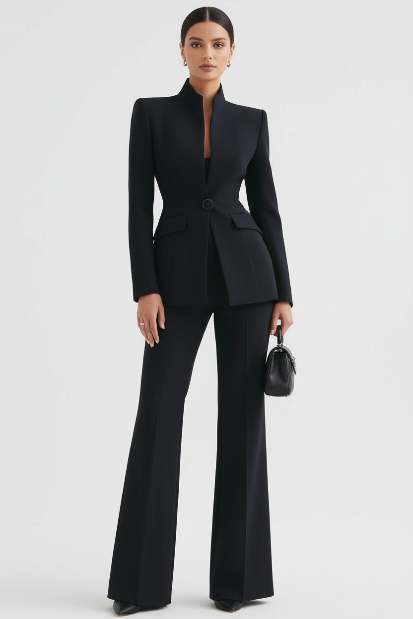 Georgina | Blazer and Palazzo Pants Set – Black | The Bellemont Sisters Australia
