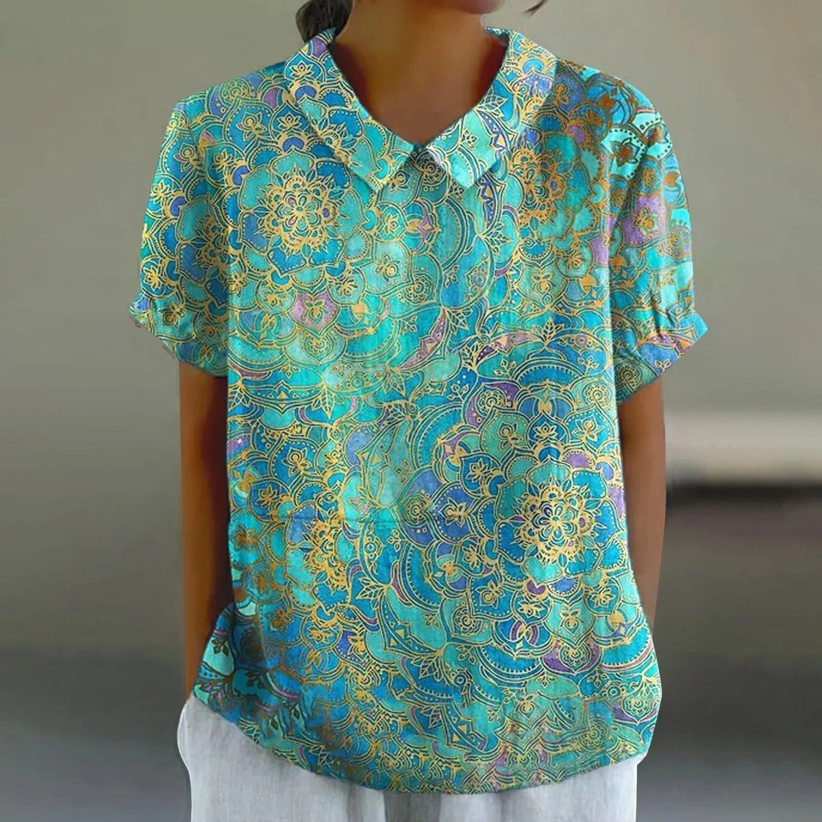 Saira | Women's Turquoise Paisley Print Blouse – Turquoise Paisley | The Bellemont Sisters Australia