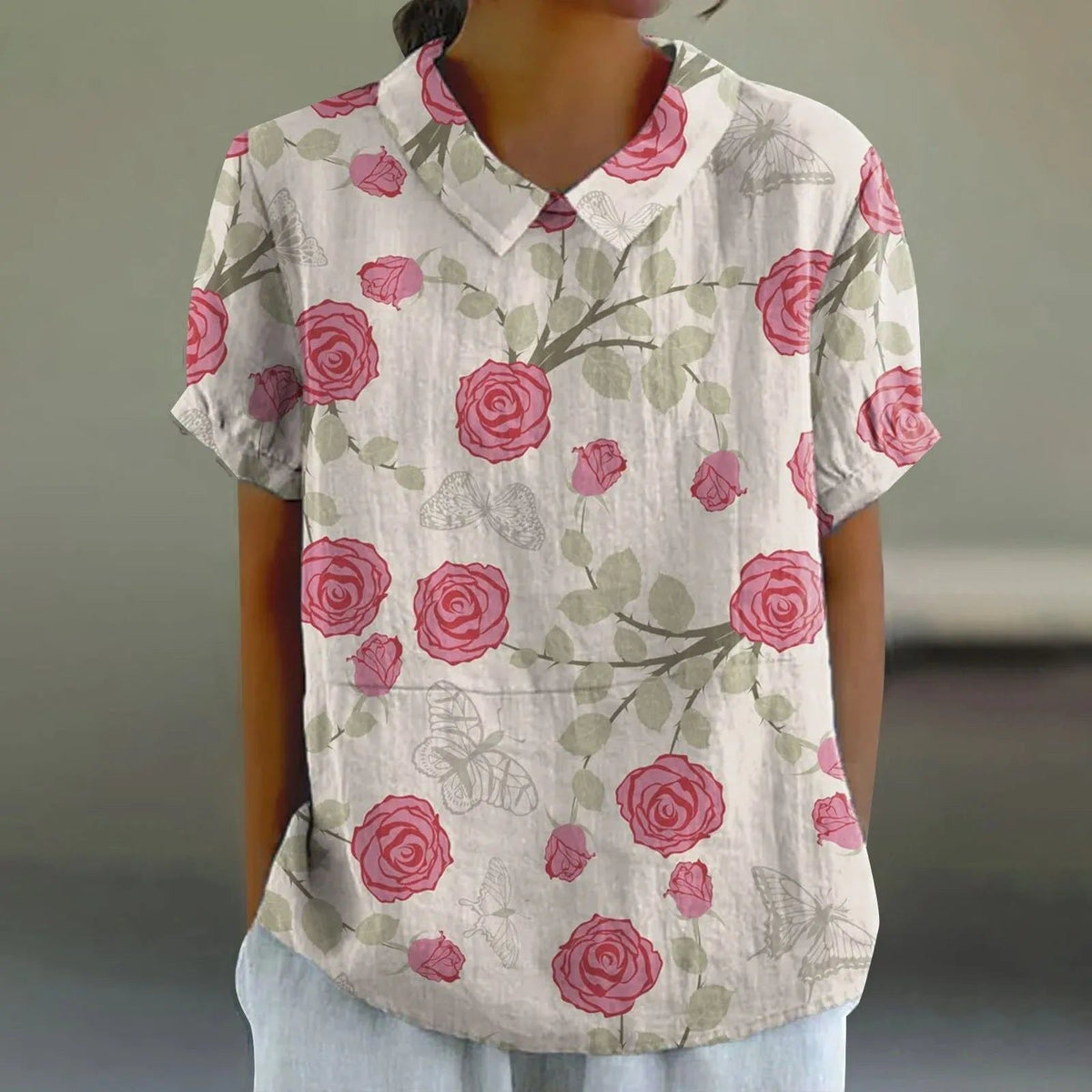 Bea | Women's Rose & Butterfly Print Blouse – Rose & Butterfly | The Bellemont Sisters Australia