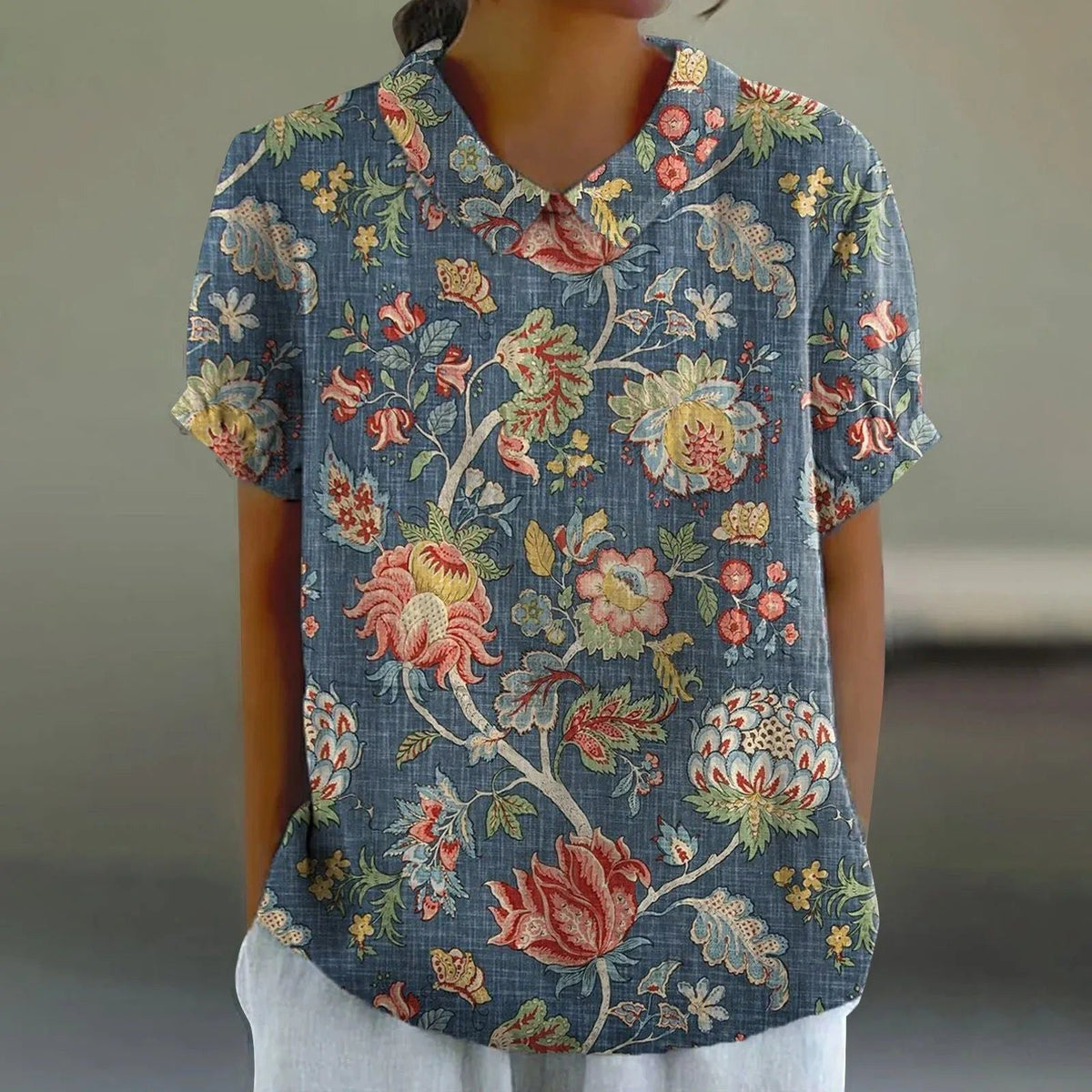 Saskia | Women's Chinoiserie Floral Print Blouse – Chinoiserie Blue | The Bellemont Sisters Australia