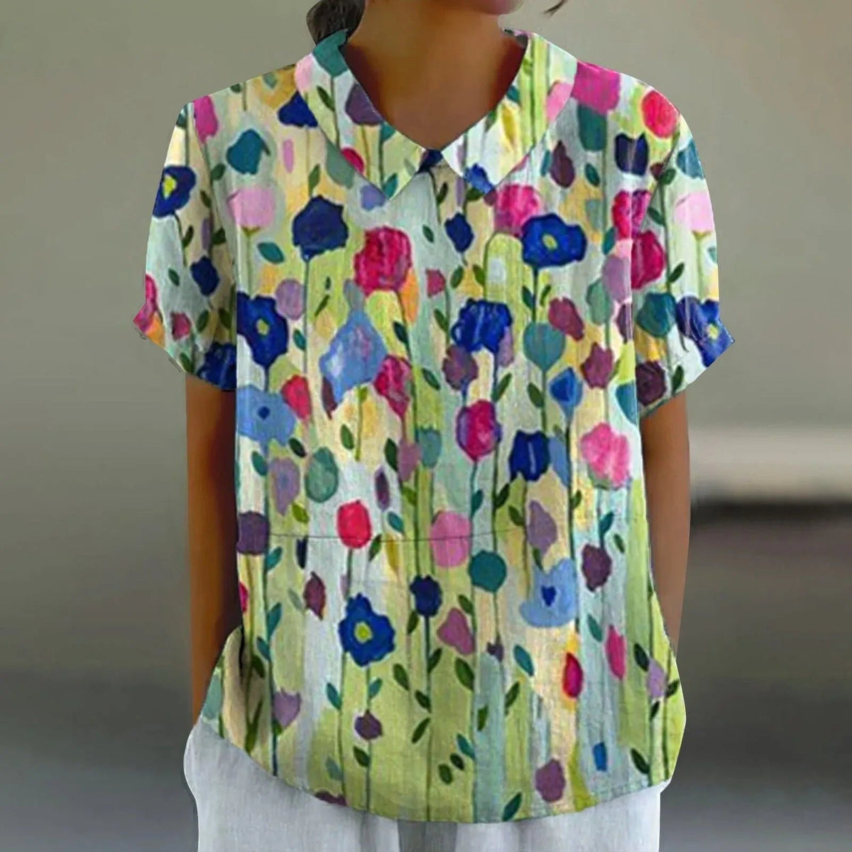 Daphne | Women's Impressionist Meadow Print Blouse – Impressionist Meadow | The Bellemont Sisters Australia