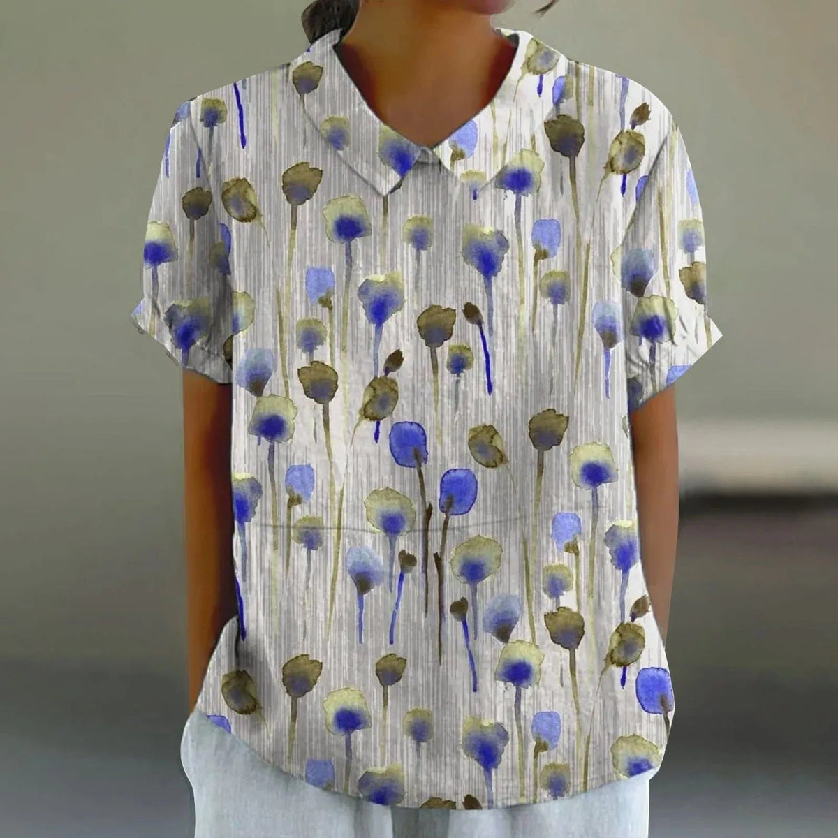 Yara | Women's Blue Poppy Stem Print Blouse – Blue Poppy | The Bellemont Sisters Australia