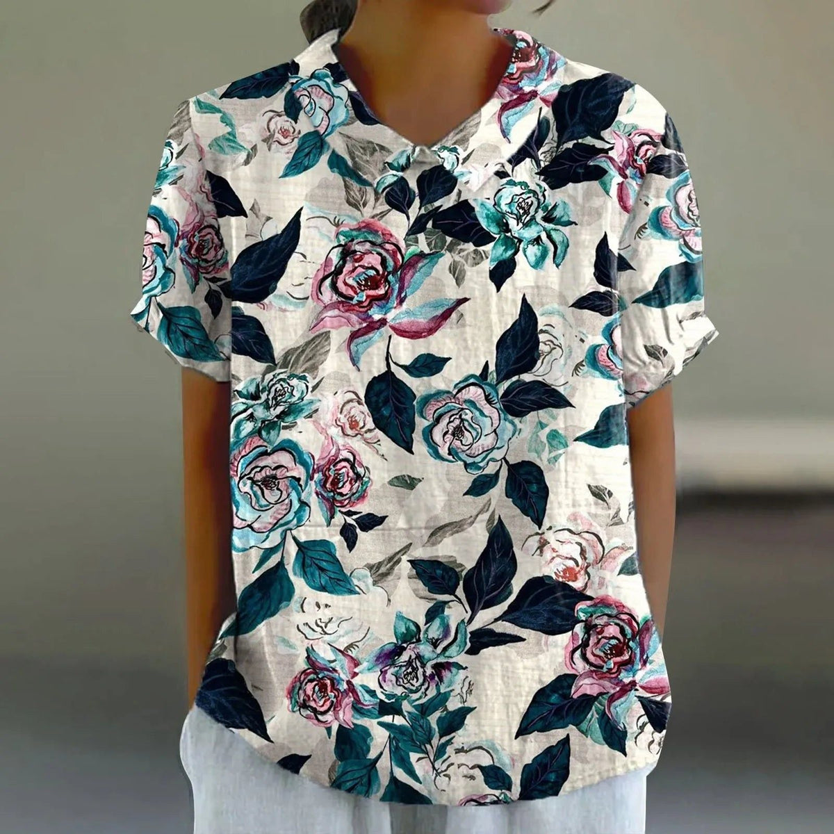 Vera | Women's Bold Painted Rose Print Blouse – Bold Rose | The Bellemont Sisters Australia