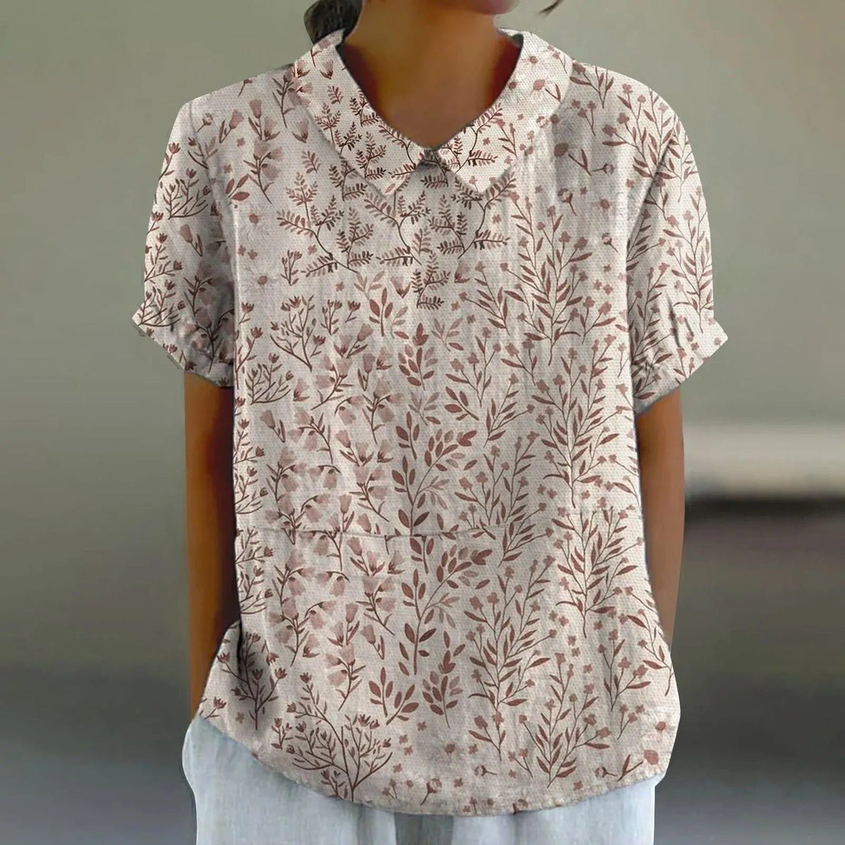 Hana | Women's Sepia Leaf Branch Print Blouse – Sepia Leaf | The Bellemont Sisters Australia