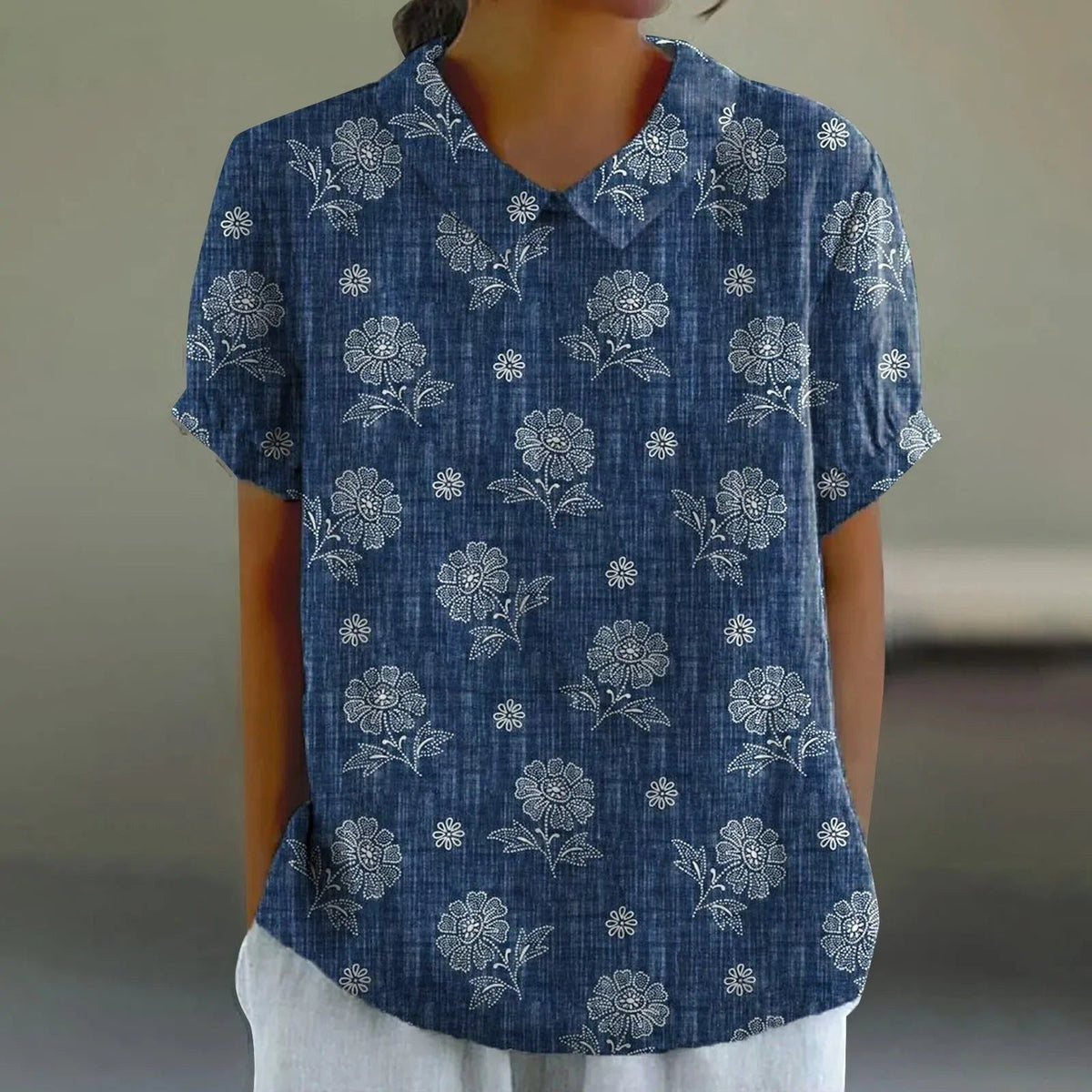 Nora | Women's Indigo Daisy Print Blouse – Indigo Daisy | The Bellemont Sisters Australia