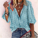 Claire | Women Printed Button Down Casual Blouse – Blue | The Bellemont Sisters Australia
