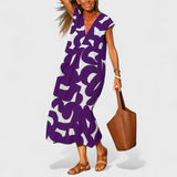 Valery | Flowing V-Neck Dress – Purple | The Bellemont Sisters Australia