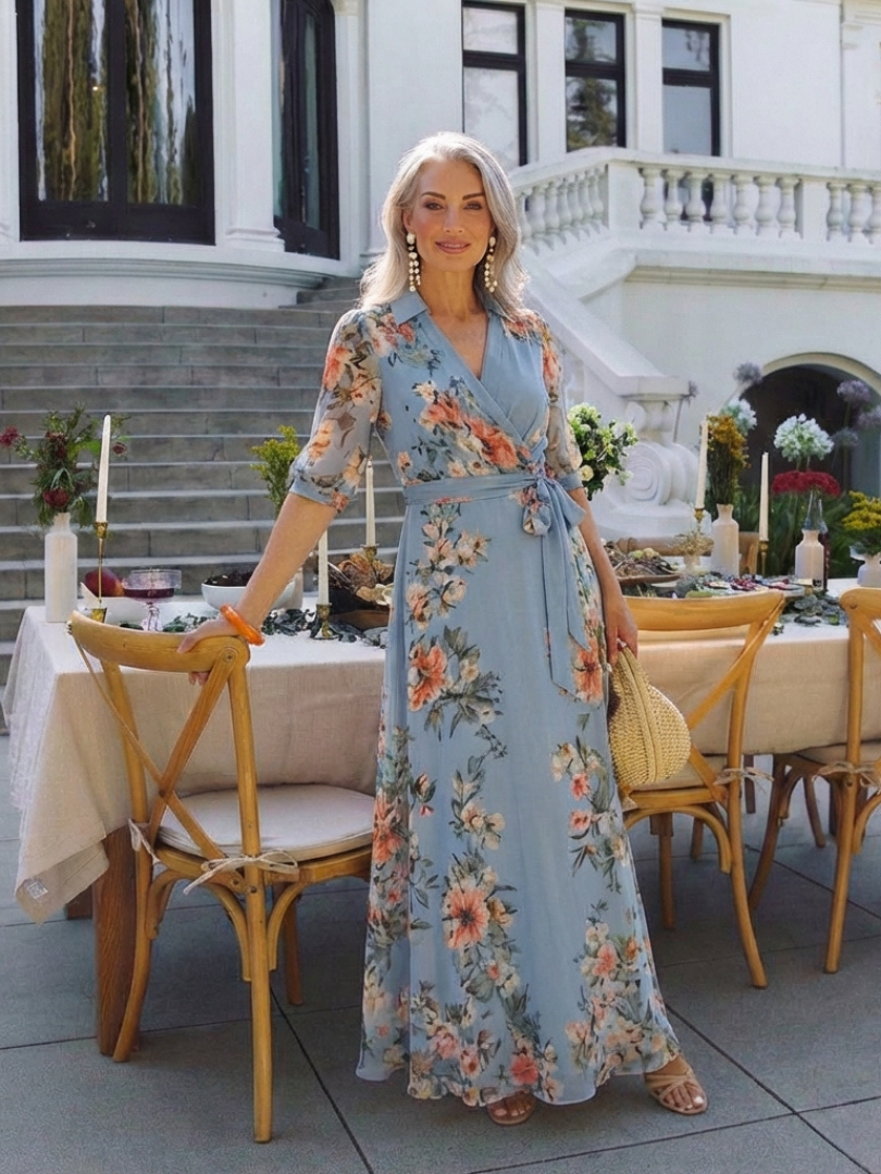 Elowen | Floral Wrap V Neck Maxi Dress | The Bellemont Sisters Australia