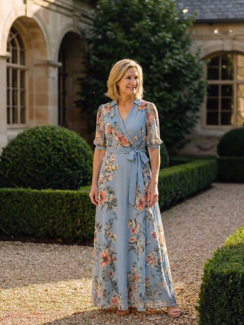 Elowen | Floral Wrap V Neck Maxi Dress | The Bellemont Sisters Australia