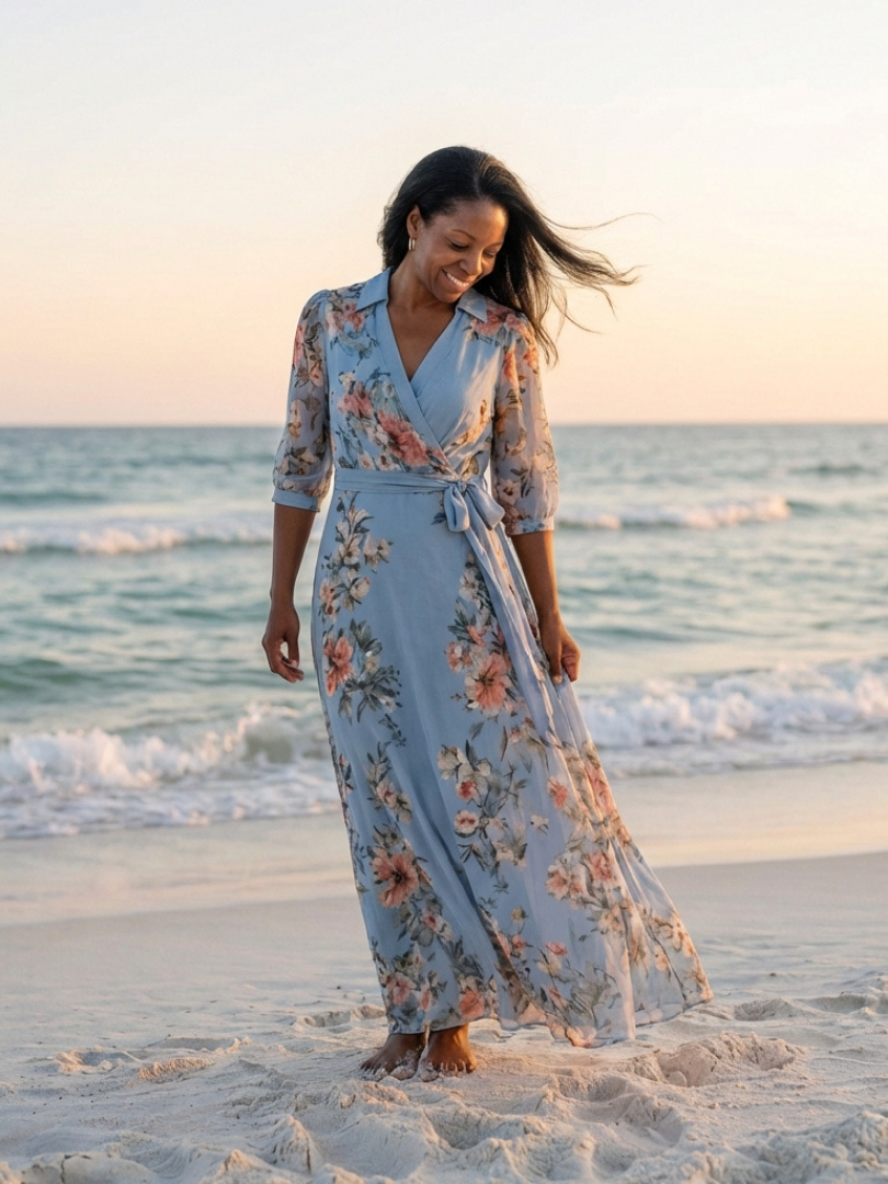 Elowen | Floral Wrap V Neck Maxi Dress | The Bellemont Sisters Australia
