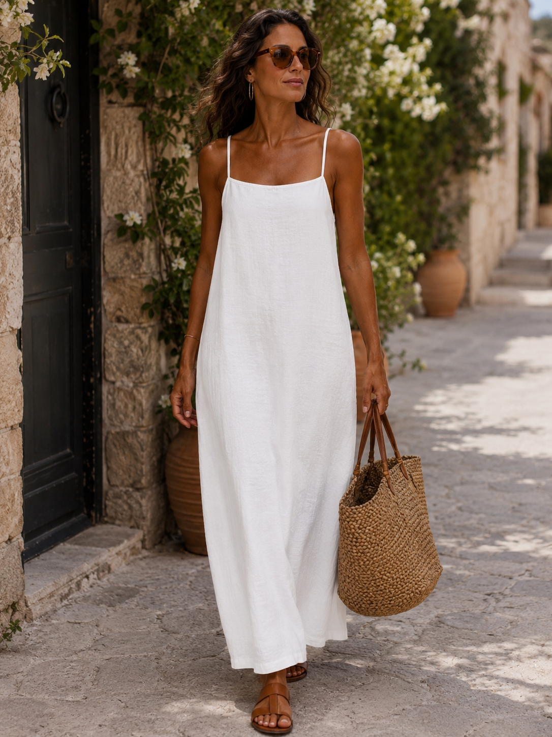 Colette - Breezy Maxi Slip Dress – White | The Bellemont Sisters Australia