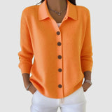 Women's Cardigan Sweater | Collared Button Front Knit – Orange | The Bellemont Sisters Australia