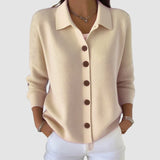 Women's Cardigan Sweater | Collared Button Front Knit – Apricot | The Bellemont Sisters Australia