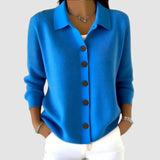 Women's Cardigan Sweater | Collared Button Front Knit – Blue | The Bellemont Sisters Australia