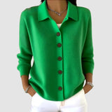 Women's Cardigan Sweater | Collared Button Front Knit – Green | The Bellemont Sisters Australia