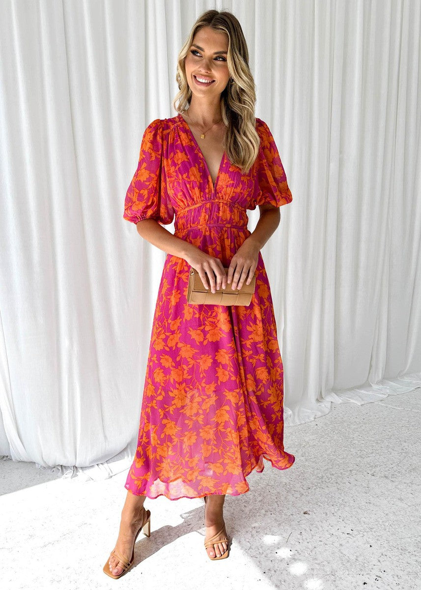 Isabella | Women's Floral V Neck Maxi Wedding Guest Dress | The Bellemont Sisters Australia