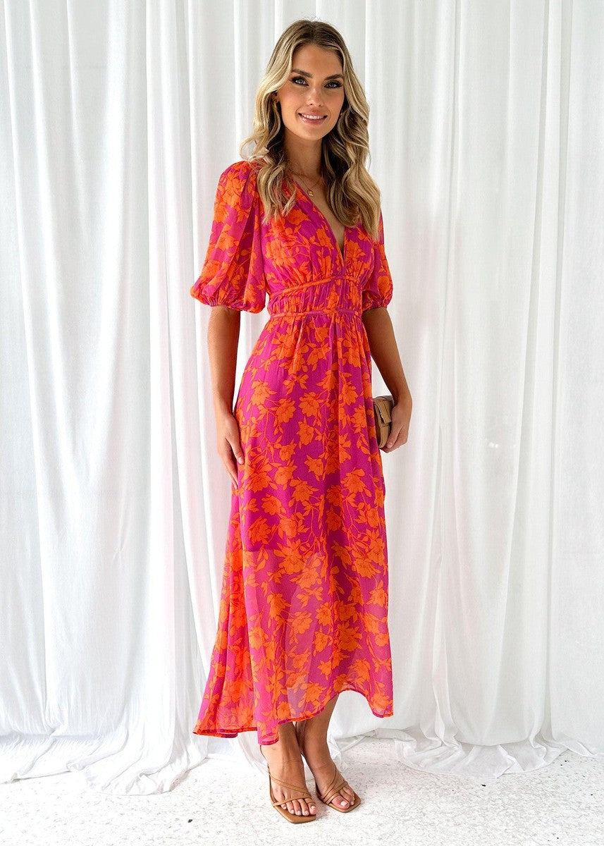 Isabella | Women's Floral V Neck Maxi Wedding Guest Dress | The Bellemont Sisters Australia