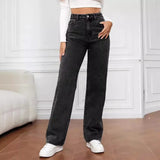 Mia | Women's High Waist Wide Leg Jeans – Dark Gray | The Bellemont Sisters Australia