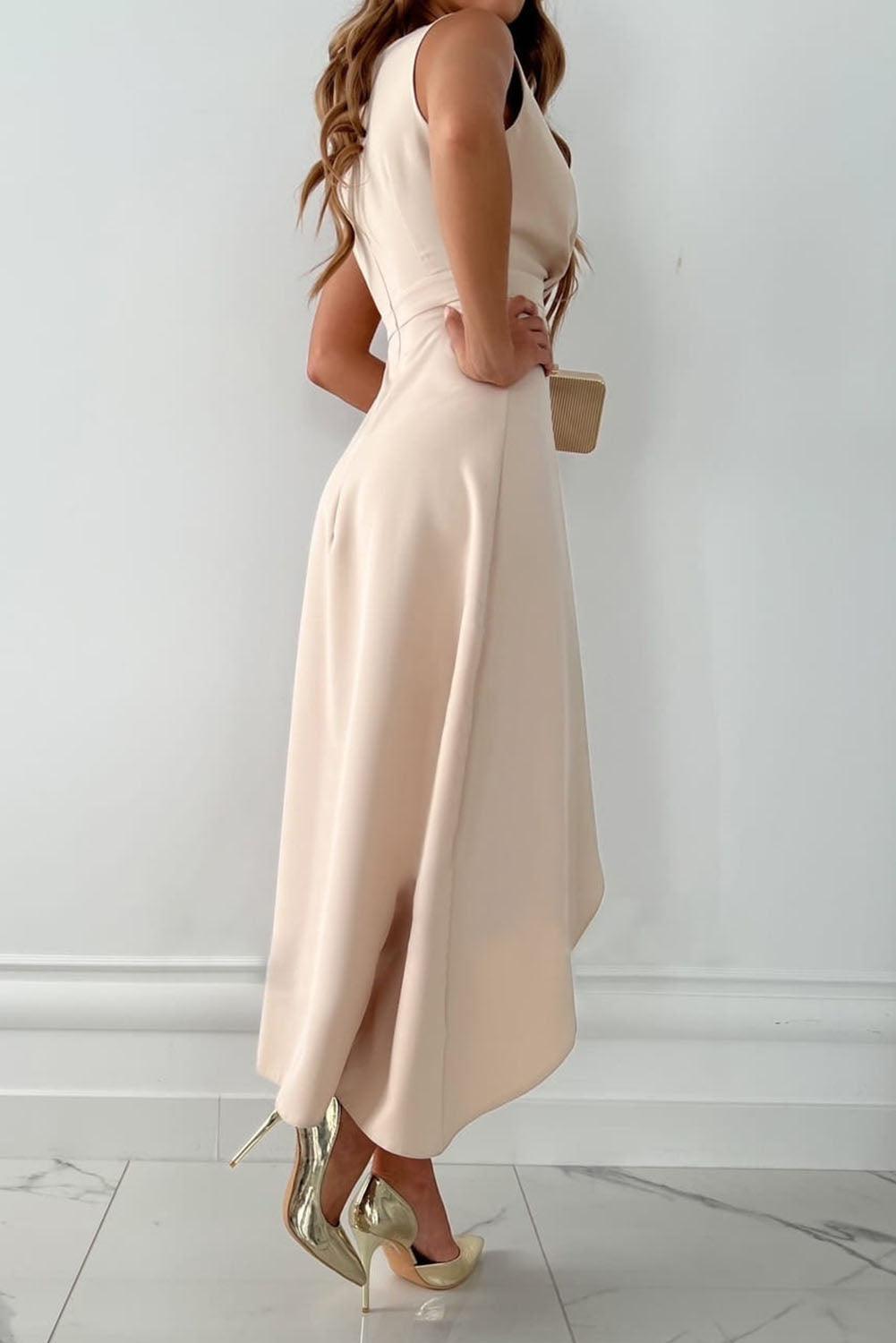 Hailey | Women's Sleeveless Asymmetric Midi Wedding Guest Dress | The Bellemont Sisters Australia
