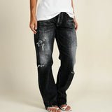 Chloe | Women’s Ripped High Rise Straight Jeans – Black | The Bellemont Sisters Australia