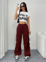 Chloe | Women's Wide Leg Cargo Pocket Drawstring Pants | The Bellemont Sisters Australia