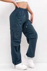 Brooklyn | Women's Cargo Pocket Drawstring Casual Pants – Blue | The Bellemont Sisters Australia