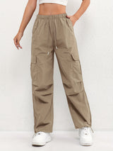Brooklyn | Women's Cargo Pocket Drawstring Casual Pants – Brown | The Bellemont Sisters Australia