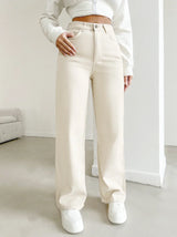 Morgan | Women's High Waist Straight Leg Pants – Ivory | The Bellemont Sisters Australia