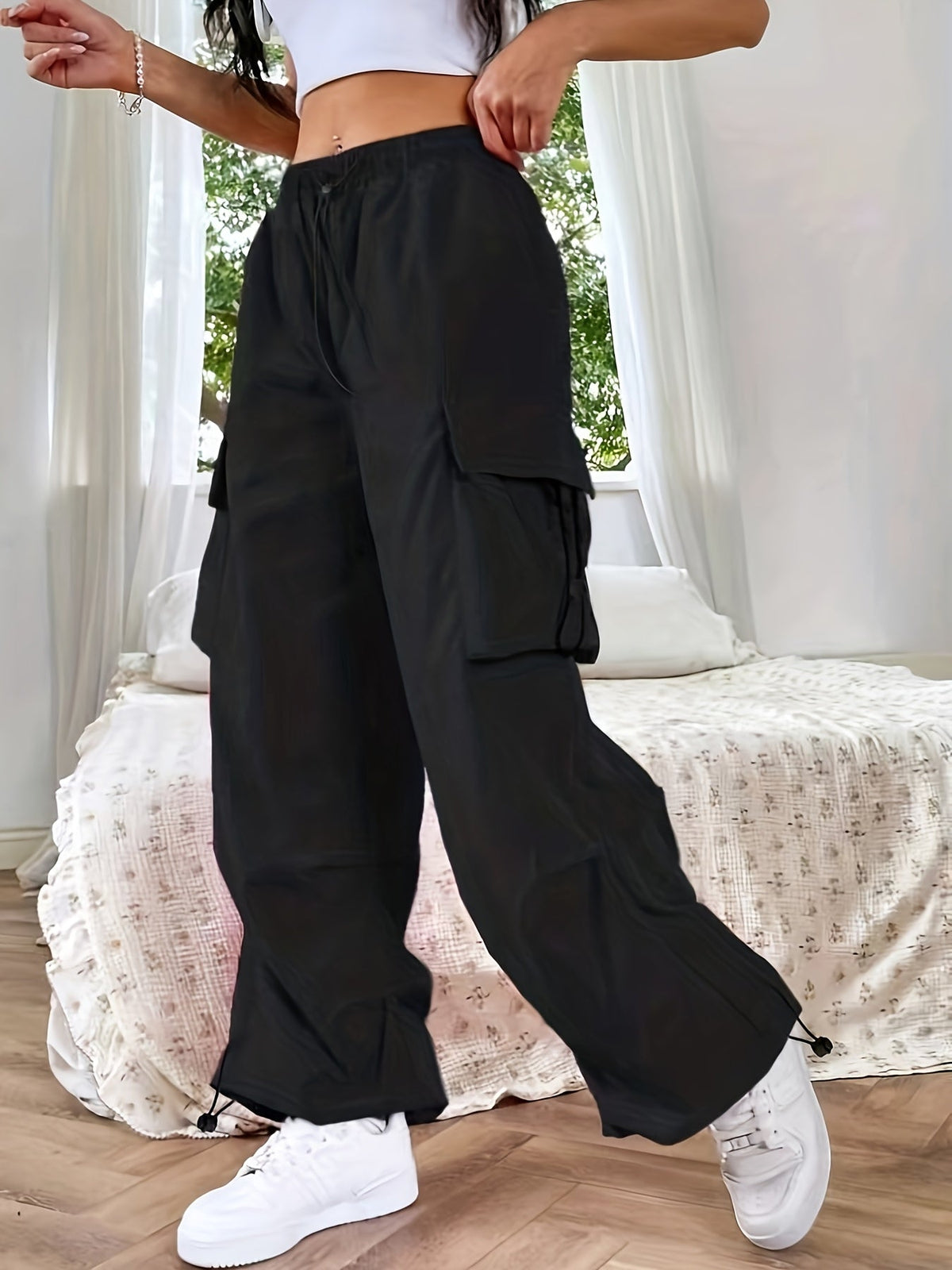 Charlotte | Women's Wide Leg Cargo Pocket Casual Pants | The Bellemont Sisters Australia