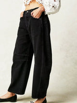 Olivia | Women’s Leopard Print Wide Leg Jeans – Black | The Bellemont Sisters Australia