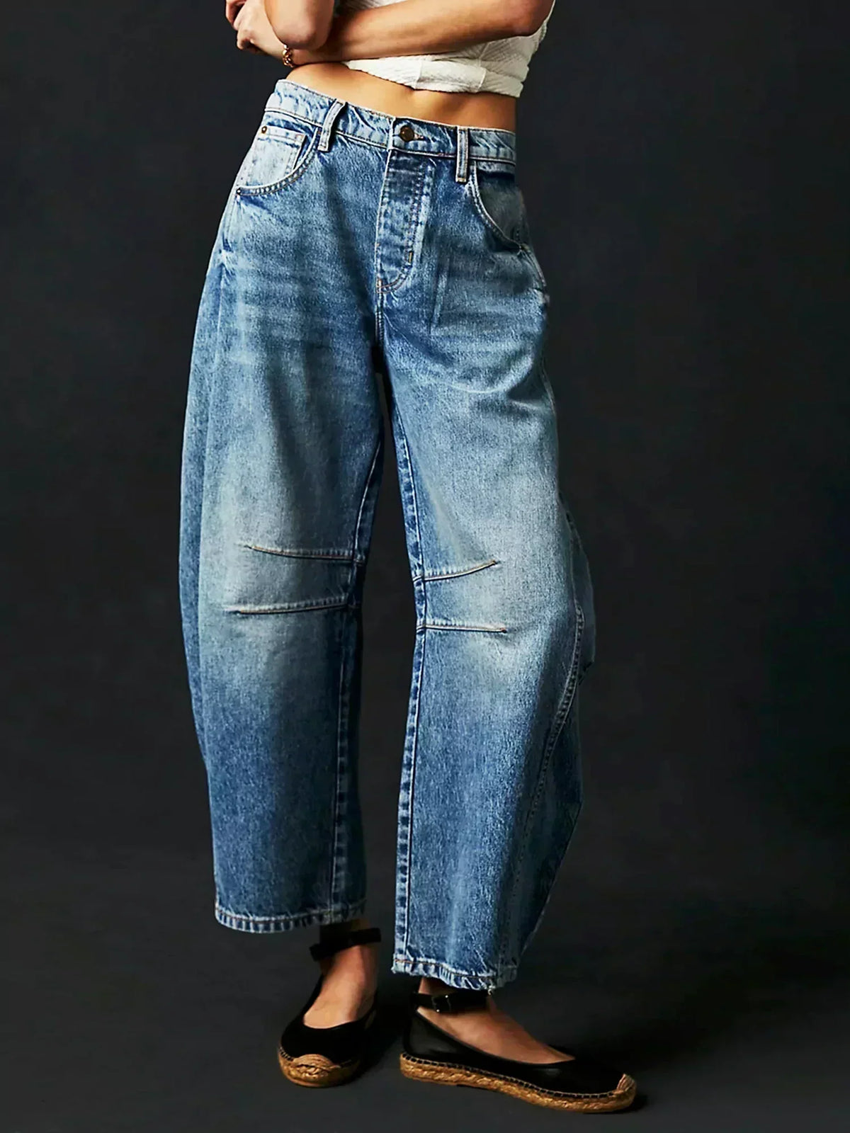 Olivia | Women’s Leopard Print Wide Leg Jeans – Blue | The Bellemont Sisters Australia