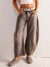 Olivia | Women’s Leopard Print Wide Leg Jeans – Brown | The Bellemont Sisters Australia
