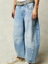 Olivia | Women’s Leopard Print Wide Leg Jeans – Light Blue | The Bellemont Sisters Australia