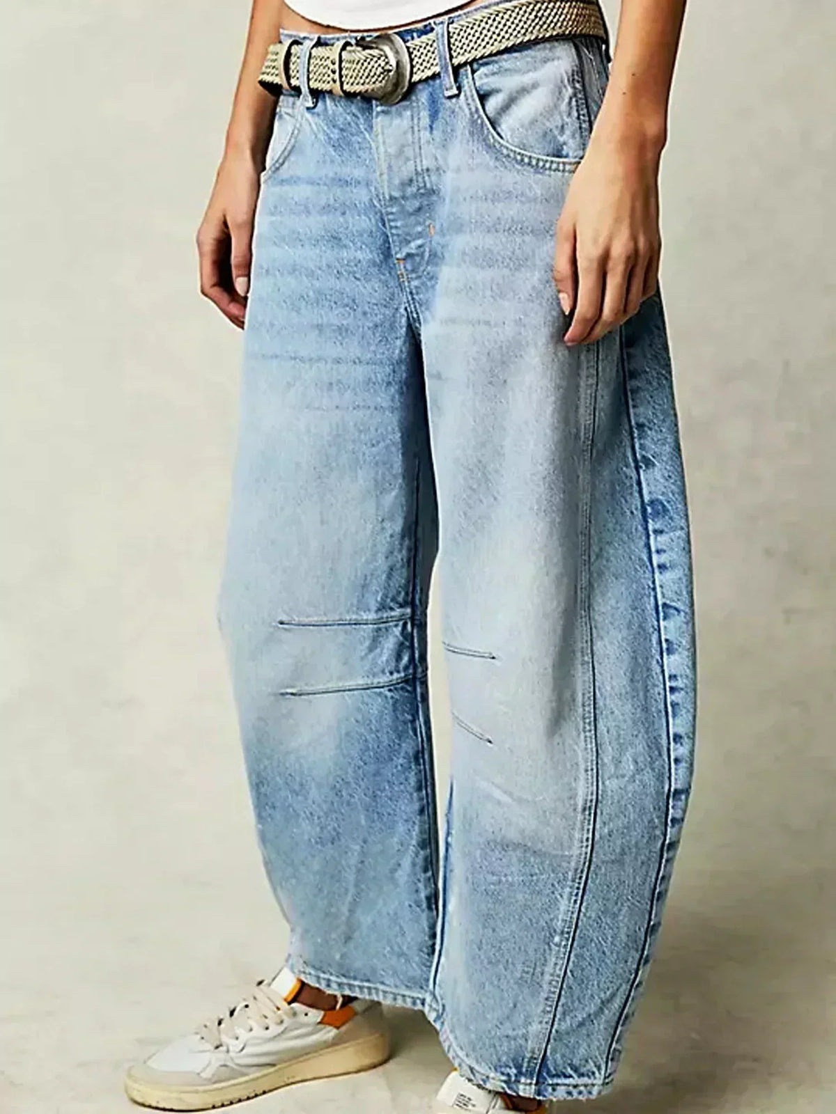 Olivia | Women’s Leopard Print Wide Leg Jeans – Light Blue | The Bellemont Sisters Australia