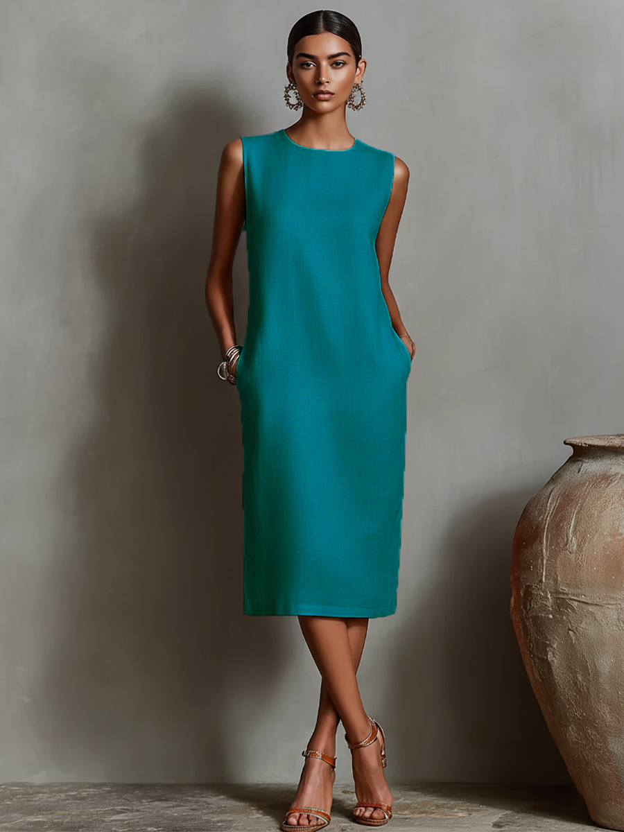 Maureen™ Midi Dress with pockets – Blue | The Bellemont Sisters Australia