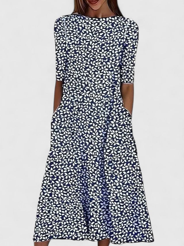 Karelieth | Sophisticated Midi Dress – Dark Blue | The Bellemont Sisters Australia
